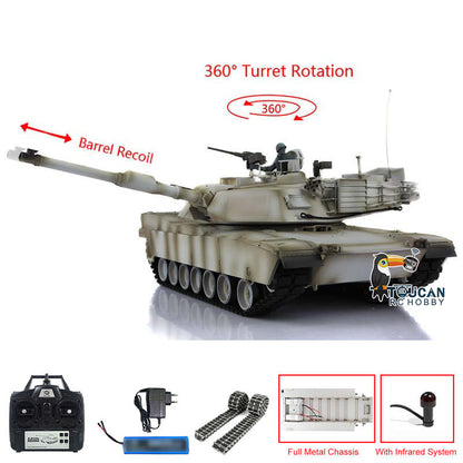 Umgerüsteter 2,4 GHz HengLong Factory USA Abrams Funkgesteuerter BB IR TK7.1 Panzer 3918 M1A2 Metallchassis Kunststoffrumpf