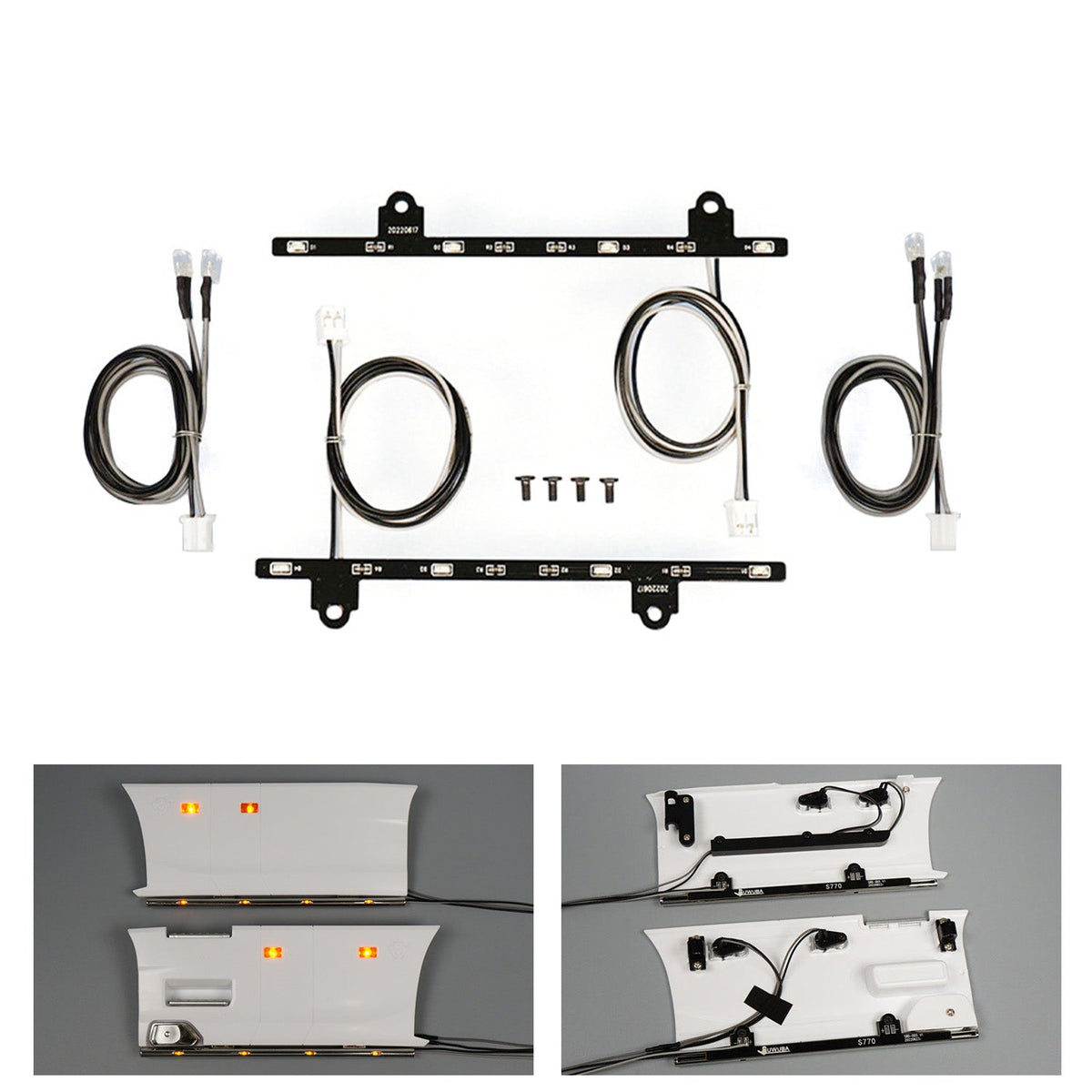 Kunststoff-Seitenschwellerleuchte, 3–7 V, LED-Warnleuchte für 1/14 DIY Tamiya Fernbedienung Traktor-LKW-Modell 770S 6x4 56368 Autoteile