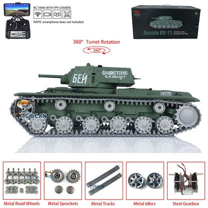 Heng Long TK7.0 1/16 T72 3939 Soviet Union KV-1 3878 RC Tank FPV 360 Degree Turret BB IR Metal Barrel Tracks Drive Idler Road Wheels