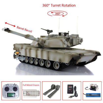 2,4 GHz Heng Long 1/16 Vollmetall-Chassis, fahrbereit, ferngesteuert, IR TK16 Panzer 3918 M1A2 Abrams, offenes Feuer, Rauchen, Blitz, 360