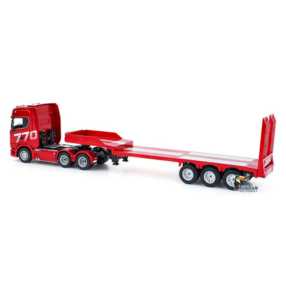 TOUCAN RC HOBBY HUINA RTR 1/24 Remote Control Tractor Truck 770S W/ Light Sound System Manual Support Legs Tail Board 3Axle Semi Flatbed Trailer