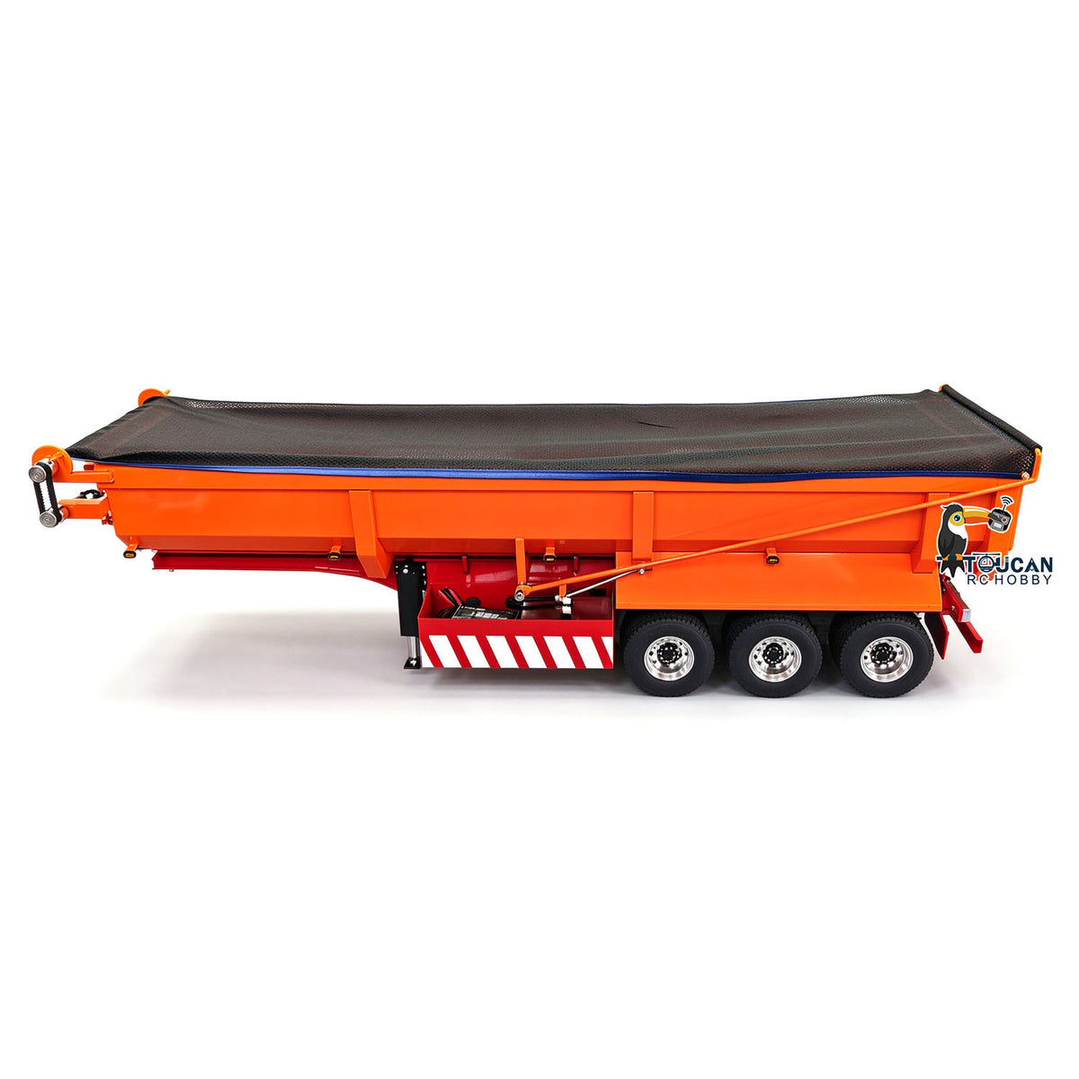TOUCAN RC HOBBY 1/14 RC Hydraulic Dump Trailer 3 Axle Metal U Shape Bed Remote Control Semi Trailers Model With Electric Support Legs Side Light