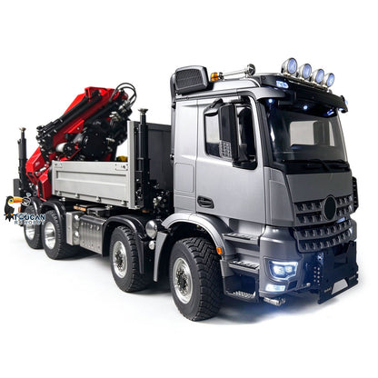 TOUCAN RC HOBBY 1/14 Metal RC Hydraulic Crane Truck 8X8 Remote Control Lorry Extension Jib Electric Winch Removable Cargo Bed 3 Speed Diff Lock
