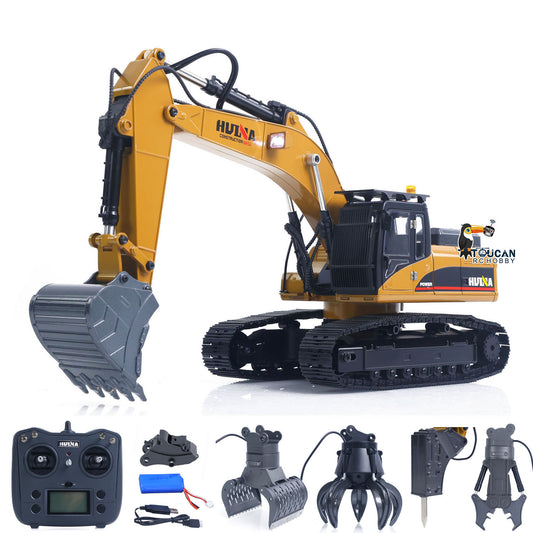 TOUCAN RC HOBBY HUINA Upgrade 580 1/14 Metal Excavator Model Engineering Vehicle Electric Ball Grabber 360 Rotating Shear Claw Sound Lights