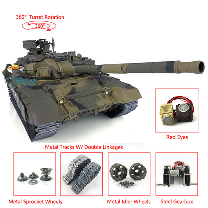 TOUCAN RC HOBBY Henglong 1/16 TK7.0 Promotion Russia T90 RTR RC Tank 3938 with 360 Degrees Turret Red Eyes BB IR Smoke Metal Idlers Sprockets Wheels