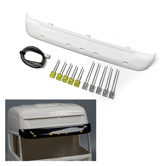 Kunststoff-Sonnenblende, 3 V, LED-Licht für 1/14 DIY Tamiya R620 R470 S730 Fernbedienung Sattelzugmaschine 56323 56318 56327 RC LKW-Modell