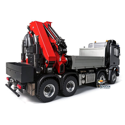 TOUCAN RC HOBBY 1/14 Metal RC Hydraulic Crane Truck 8X8 Remote Control Lorry Extension Jib Electric Winch Removable Cargo Bed 3 Speed Diff Lock