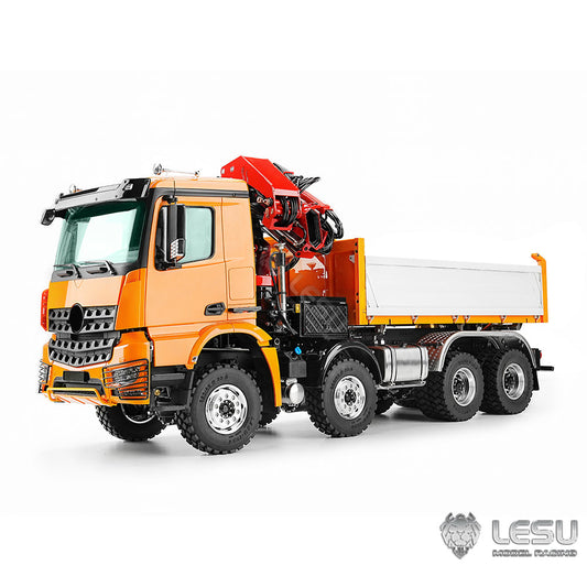 TOUCAN RC HOBBY LESU 3348 1/14 Metal Hydraulic 3 Ways RC Dump Truck with Crane 2 Speed Transmission 7CH Valve Sound Light for Construction Vehicle Enthusiast
