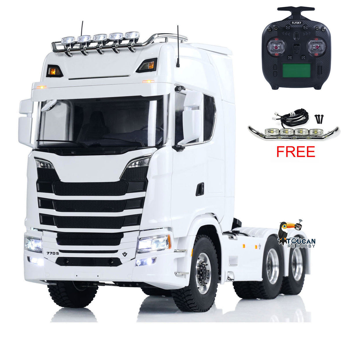 TOUCAN RC HOBBY 1/14 6x6 RC Tractor Truck Remote Control Car Construction Truck Metal Chassis 2-Speed Transmission CNC Differential Lock Axles