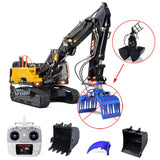 1/14 RC-Hydraulikbagger EC380 aus Metall mit 3 Armen, Elektrobagger, lackiert, montiertes Modell mit hydraulischem Greiferschaufellöser