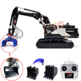1/14 EC380 RC Hydraulic Excavator Metal Tracked 3 Arms Remote Control Digger Assembled W/ Leveling Bucket Loosener Transmitter