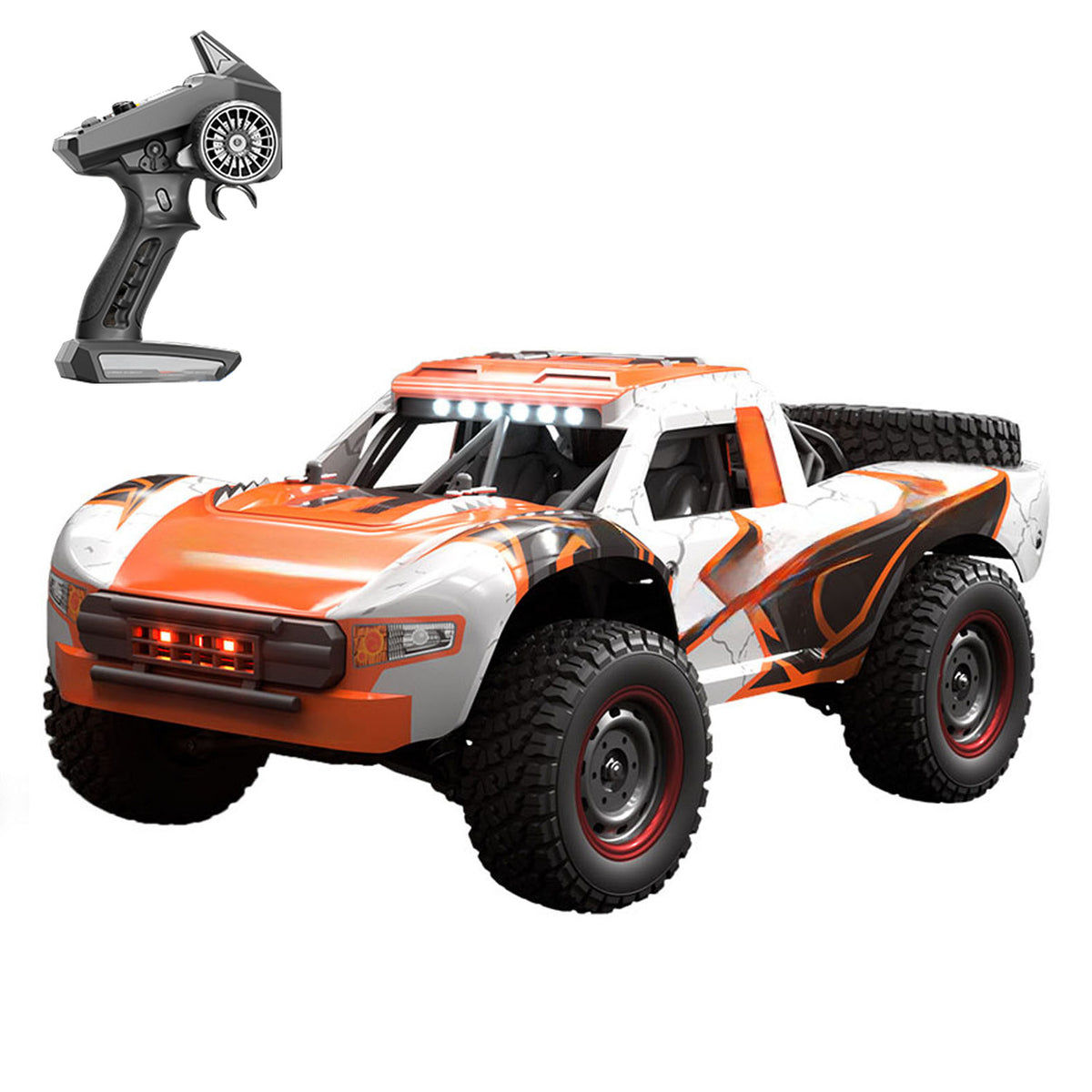 1/14 2,4G RC Hochgeschwindigkeits-Geländewagen 70KM/H Drahtlose Steuerung 4WD Auto Q130B Bürstenloser Motor Servo Batterie LED Lichter RTR