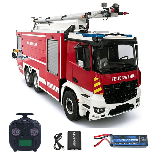 TOUCAN RC HOBBY YLL 3363 1/14 6x4 RC Folding Aerial Ladder Fire Truck Metal Chassis Remote Control Water Spray Trucks Motor ESC Servo LED Sound