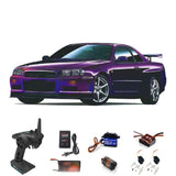 Capo 1:8 RC Drift Car Model for GTR R34 RTR Remote Control Racing Cars Midnight Purple with Brushed Motor ESC Flysky GT5 Light System