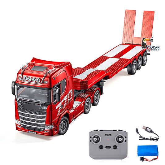 HUINA RTR 1/24 Remote Control Tractor Truck 770S W/ Light Sound System Manual Support Legs Tail Board 3Axle Semi Flatbed Trailer