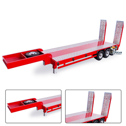 1/14 HHG-3Axles Full Metal RC Flatbed Semi-Trailer 3-Axle Electric Foldable Ramp w/Light System
