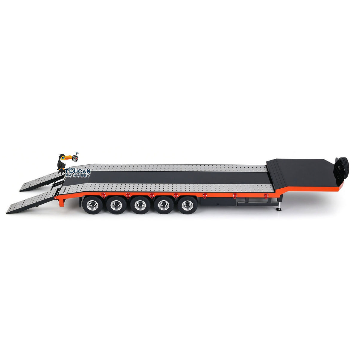 TOUCAN RC HOBBY 1:14 5-axle Metal Trailer Electric Tailgate Legs for RC Tractor Car Trucks Model