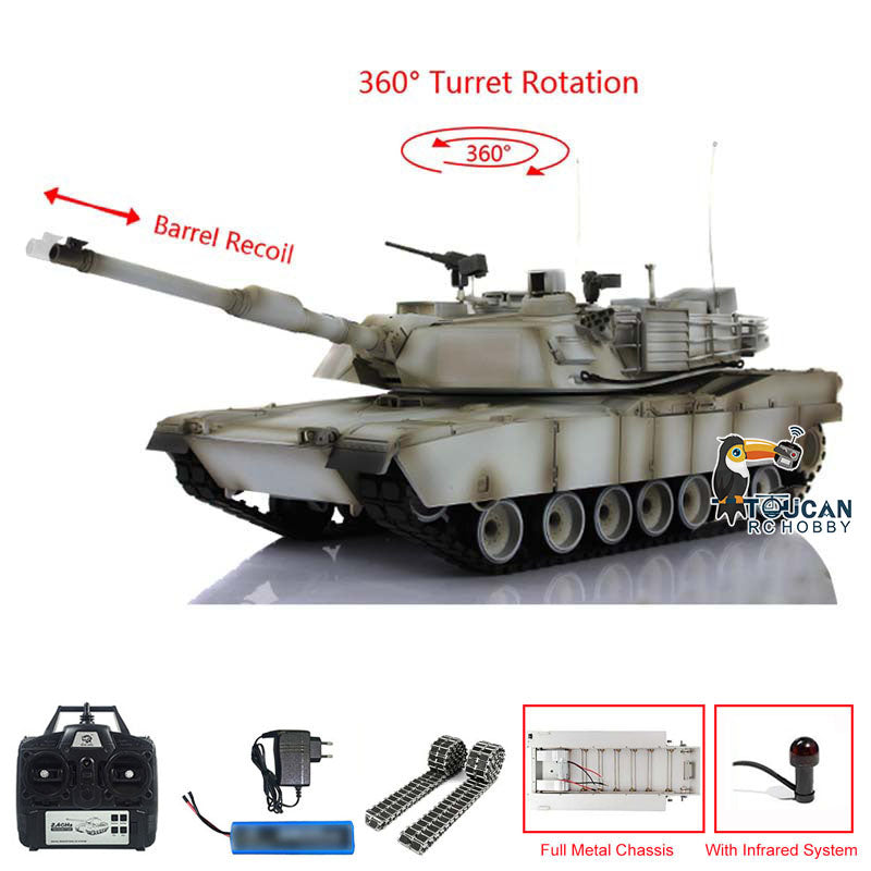 HengLong 3918 RTR RC Tank Full Metal Chassis With Plastic Hull TK7.1 Leopard2A6 M1A2 Sound Main Board with 360 Degrees Turret Barrel Recoil BB