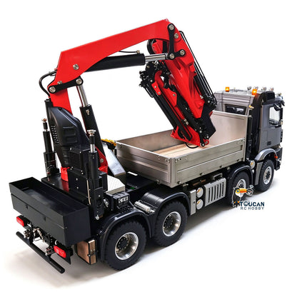 TOUCAN RC HOBBY 1/14 Metal RC Hydraulic Crane Truck 8X8 Remote Control Lorry Extension Jib Electric Winch Removable Cargo Bed 3 Speed Diff Lock