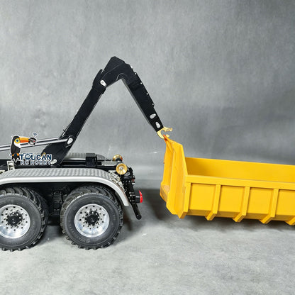 TOUCAN RC HOBBY 1/14 Radio Control Hydraulic Roll On Off Dumper 3CH Valves 8X8 Off Road Version RC Full Tipper 3Speed Transmission Light Sound