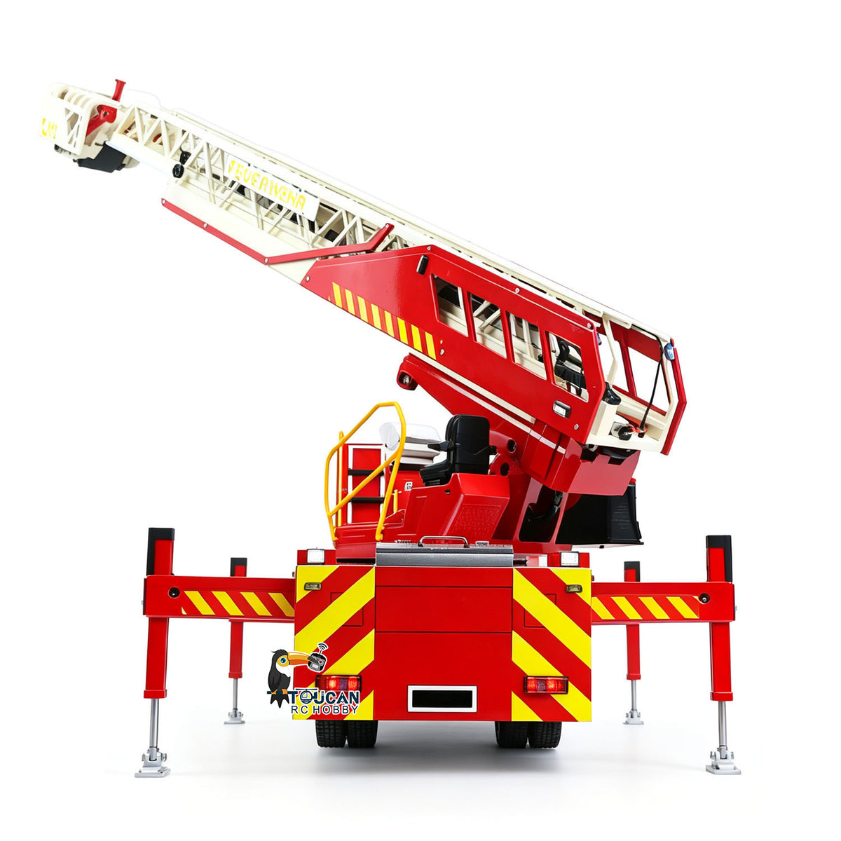 1/14 Remote Control Lift Ladder Fire Truck Electric RC Rescue Vehicle 4x4 Metal Chassis Flysky Radio Light System Sounds