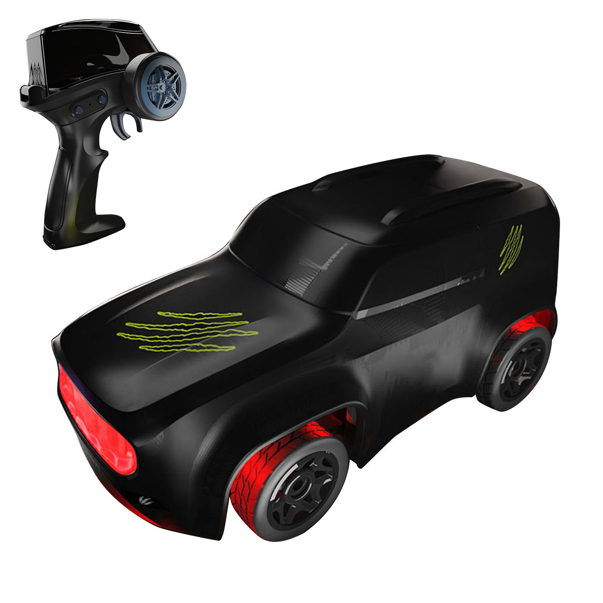 1/64 RC MINI High Speed Desktop Drift Car Q197 2,4 GHz Fernbedienung Allradantrieb Automodell RTR Batterie Bunte Lichter