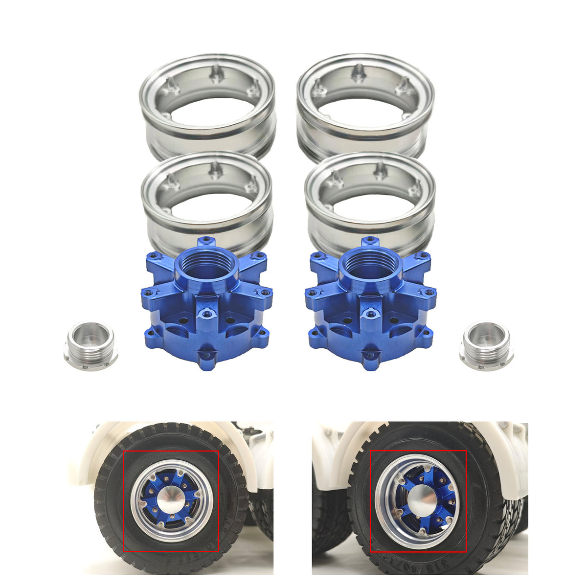 CNC Aluminum Spoke Front Rear Wheel Hub for 1/14 RC Tractor Truck 56379 56366 56344 56356 Model Lorry Upgrade Part