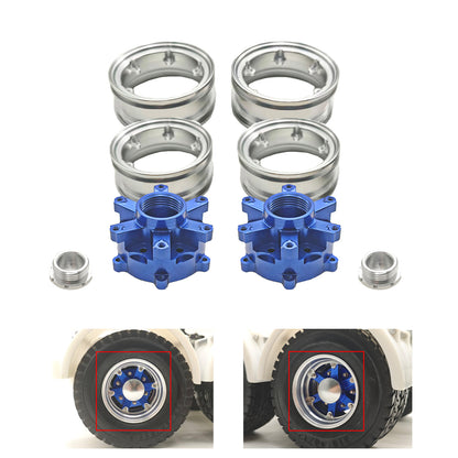 CNC Aluminum Spoke Front Rear Wheel Hub for 1/14 RC Tractor Truck 56379 56366 56344 56356 Model Lorry Upgrade Part