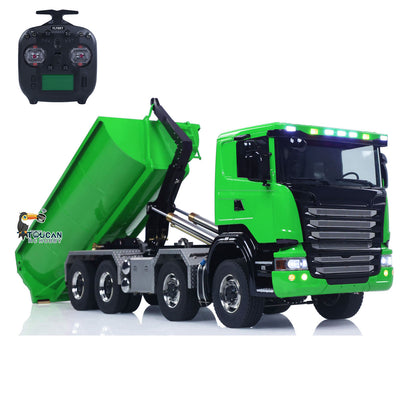 Metall 1/14 Fernbedienung Hydraulische Dump Lkw SC 770S 8X8 RC Volle Kipper Differential Sperre Lichter Sounds FlySky ST8 Radio