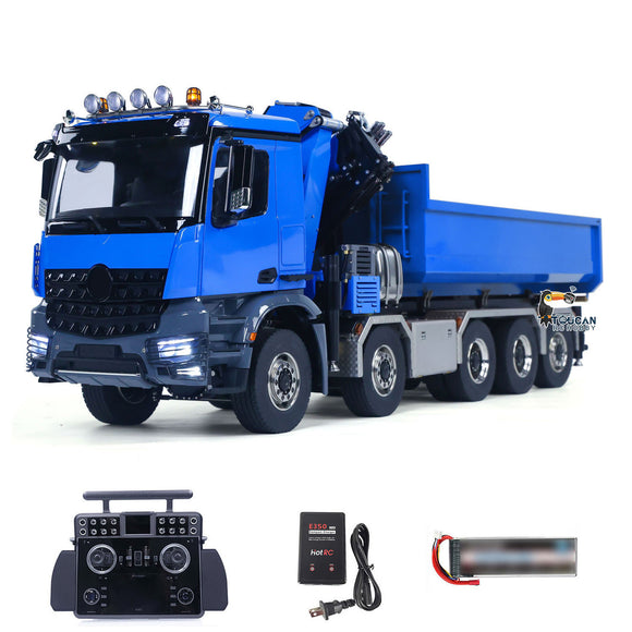 10x10 1/14 RC Hydraulic Crane Dump Truck Full Dumper Car Model Rear Axle Lifting Ready to Run Simulation Car Model