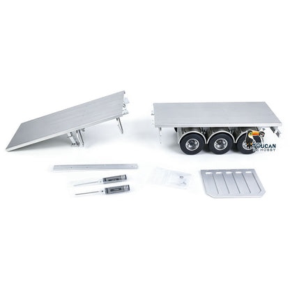 TOUCAN RC HOBBY MD Metal 3Axles Flatbed Trailer Manual Support Legs for 1/14 Remote Control Tractor Truck 770S RC Digger Loader DIY Model