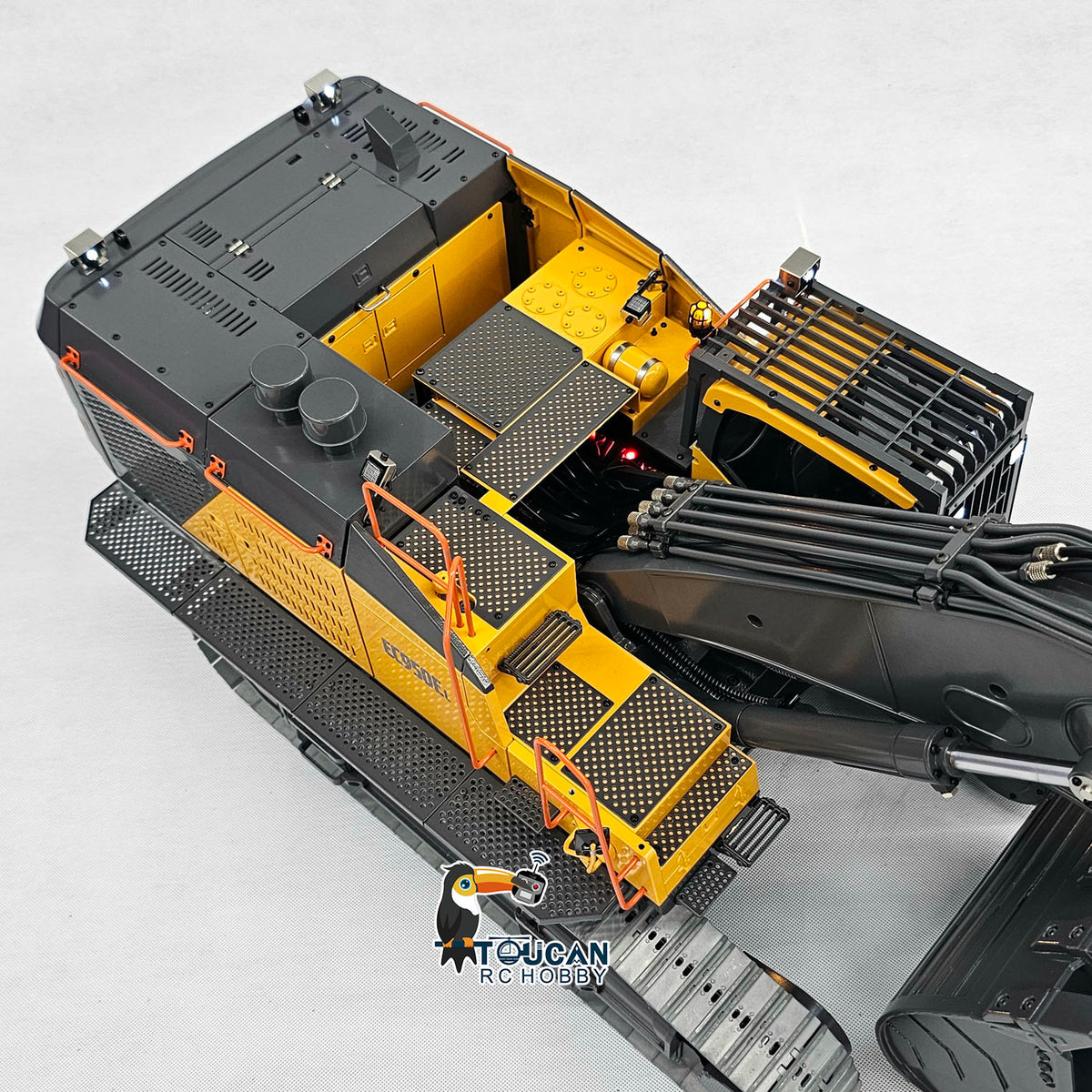 TOUCAN RC HOBBY 1/14 Metal RC Hydraulic Excavator EC950 RTR Dual Pump Digger Model 8CH Valve Hydraulic Lifting Counterweight Ripper PL18EV LITE