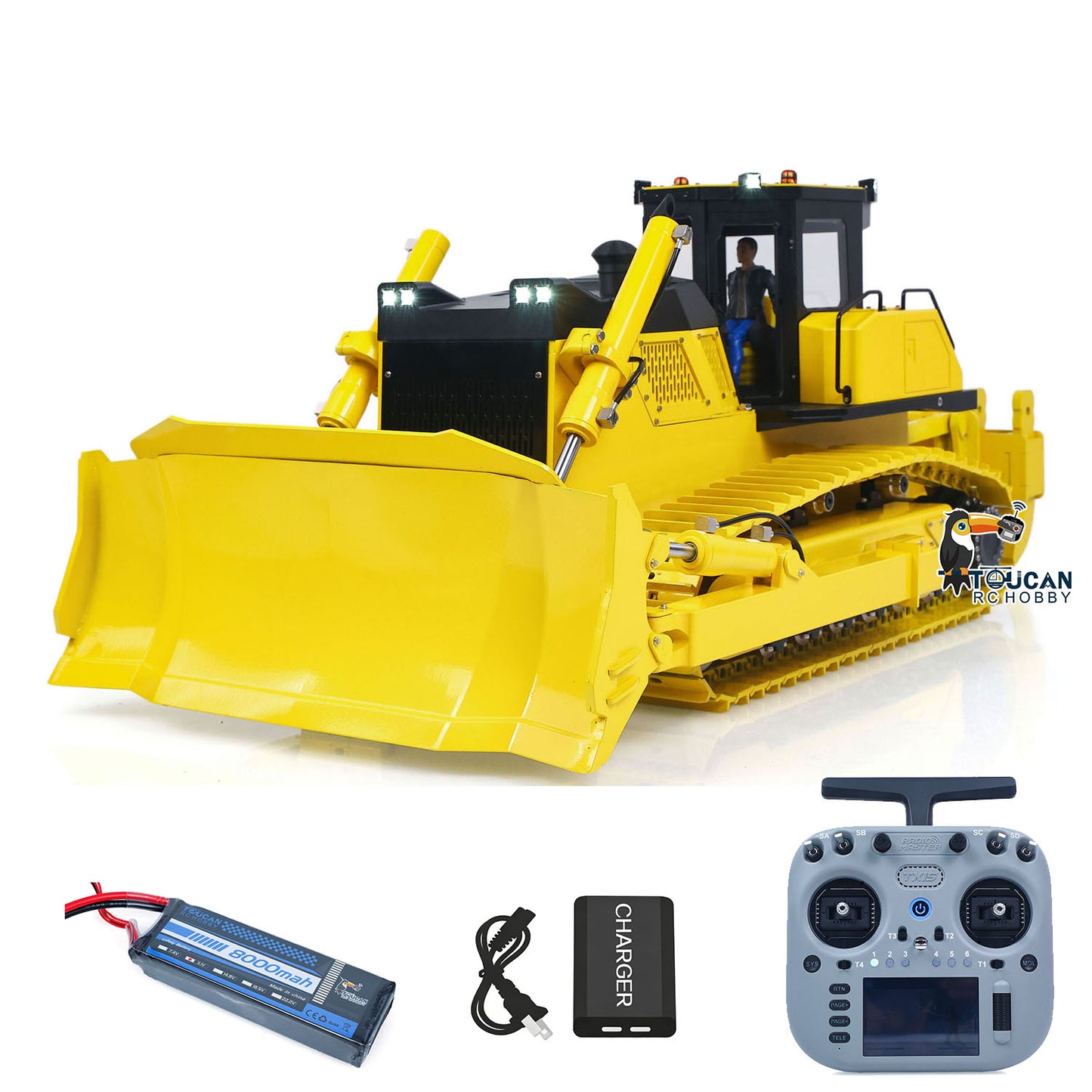 USED Metal 1/12 Remote Control Hydraulic Bulldozer D155AX RTR Heavy Dozer Model 7 Way Valve 3.0L Oil Pump 5 Plows Radio Master TX15 Radio Battery teshulianjie