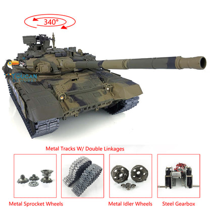 Verbesserter Henglong 1/16 TK7.0 Russischer T90, fahrbereit, funkgesteuerter Panzer, 3938 Metallketten, Kettenräder, Leiträder, Rauchgeräusche