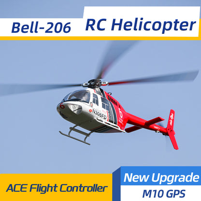 2,4G RC-Skala FlyWing BELL 206 Hubschrauber 4-Blatt-Rotor Fernbedienung Flugzeug GPS Bürstenloser Motor Batterie RTF Smart Drone Geschenk