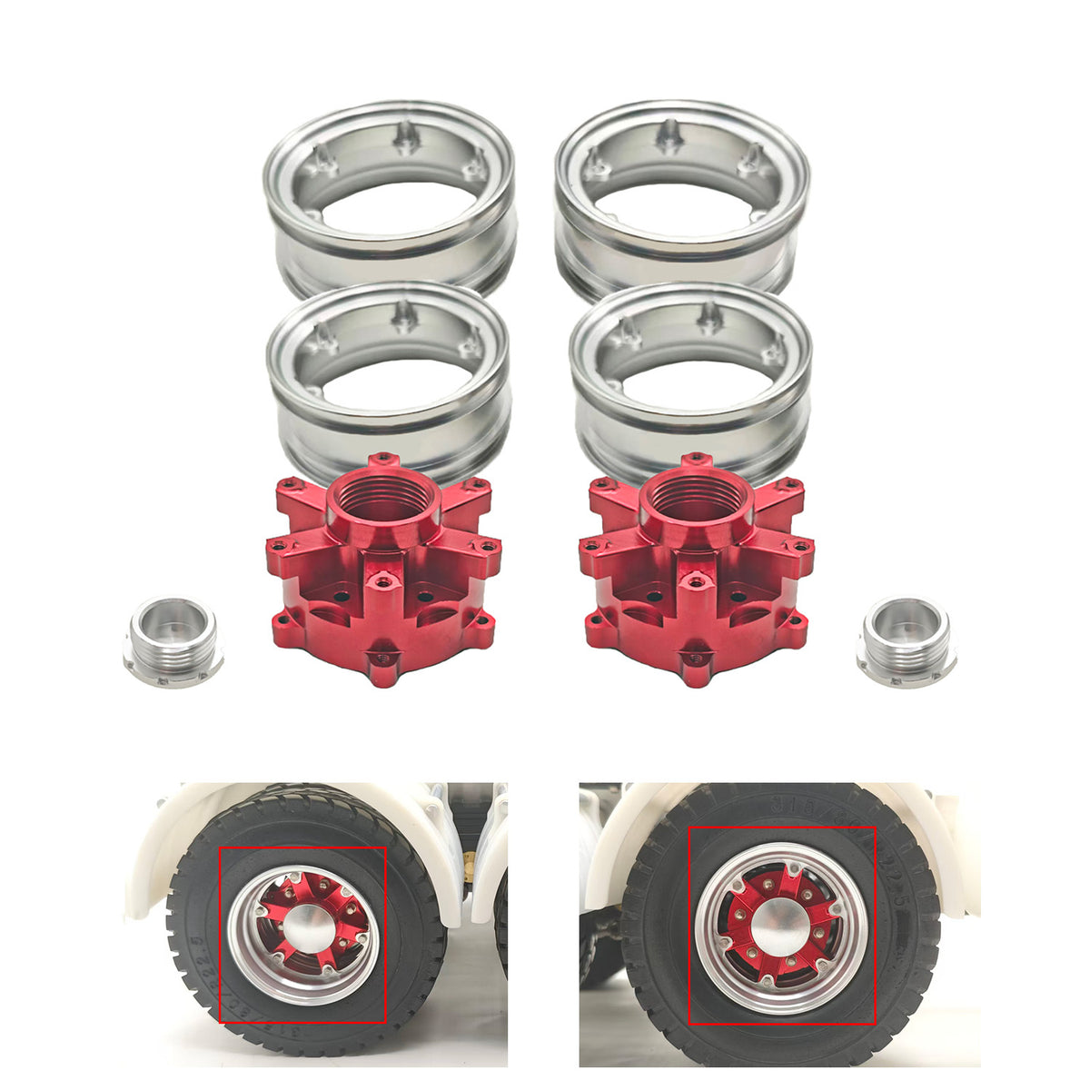 CNC Aluminum Spoke Front Rear Wheel Hub for 1/14 RC Tractor Truck 56379 56366 56344 56356 Model Lorry Upgrade Part