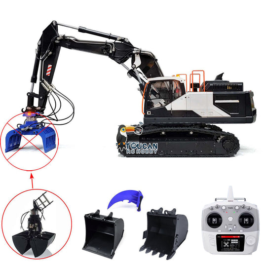 1/14 RC-Hydraulikbagger EC380 aus Metall mit 3 Armen, Elektrobagger, lackiert, montiertes Modell mit hydraulischem Greiferschaufellöser