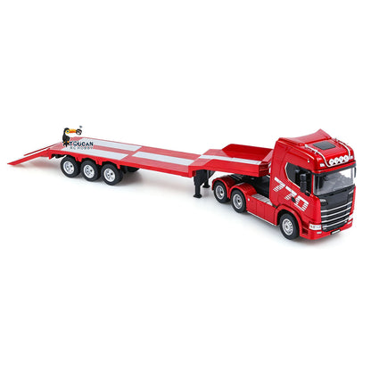 TOUCAN RC HOBBY HUINA RTR 1/24 Remote Control Tractor Truck 770S W/ Light Sound System Manual Support Legs Tail Board 3Axle Semi Flatbed Trailer