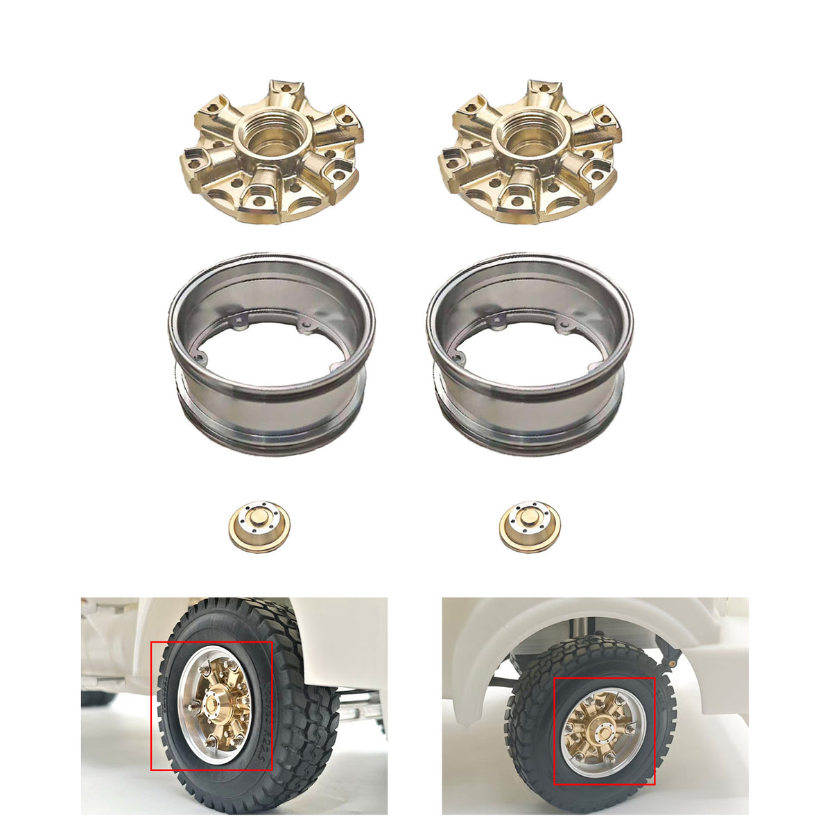 CNC Aluminum Spoke Front Rear Wheel Hub for 1/14 RC Tractor Truck 56379 56366 56344 56356 Model Lorry Upgrade Part