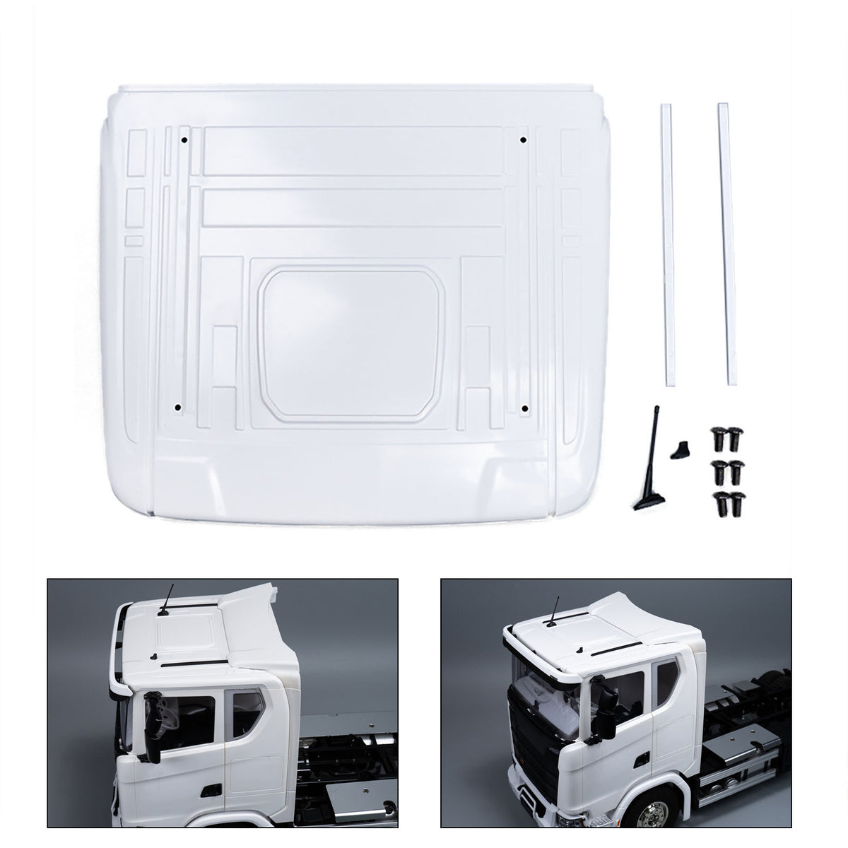 Plastic Cab Roof Spoiler Narrow Side Wing Low Roof for 1/14 DIY Remote Control Tractor Truck 770S 56368 56371 RC Car Model Accessories