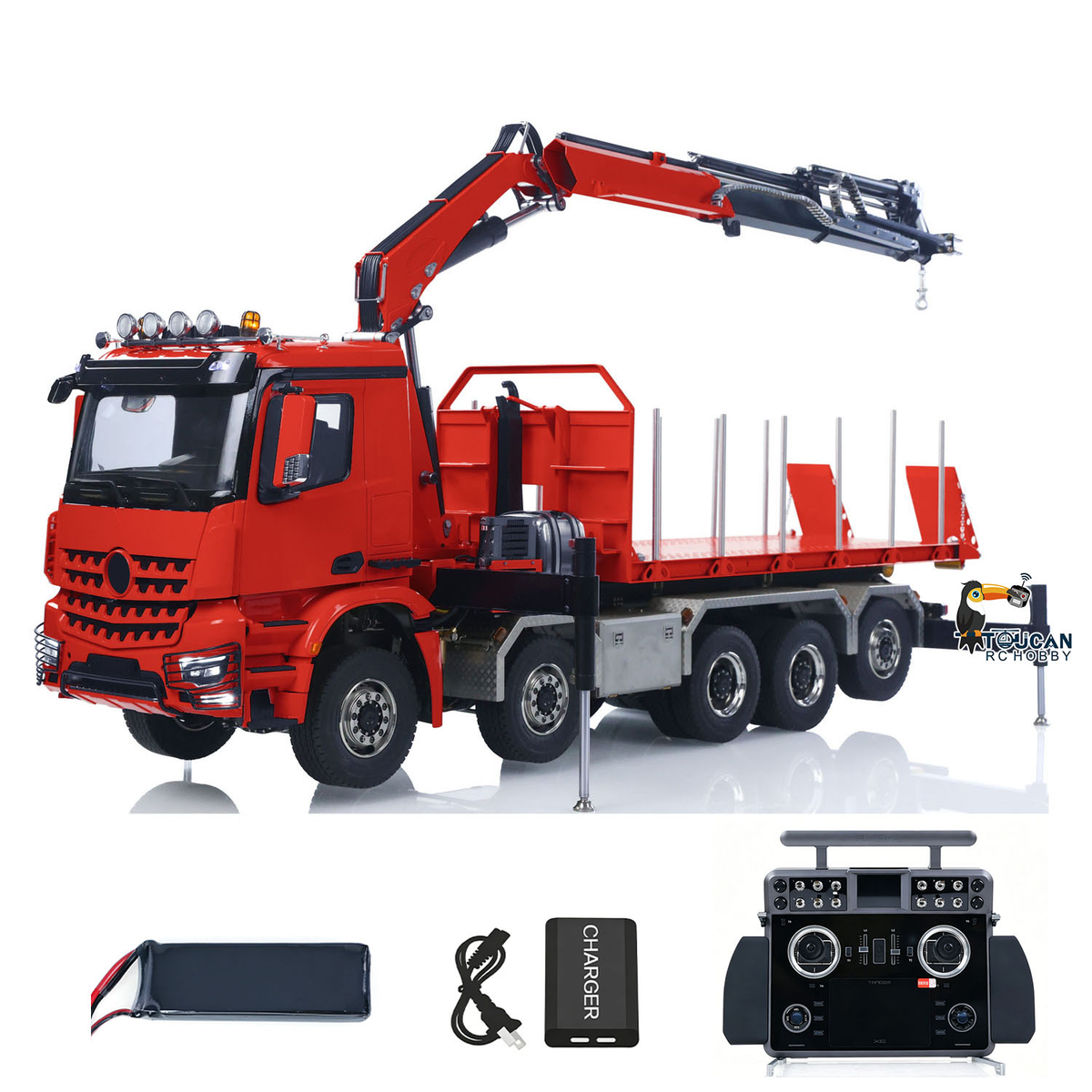 TOUCAN RC HOBBY  10x10 1/14 Metal RC Hydraulic Roll on Roll off Dumper Construction Vehicle 9-Way Reversing Valve Rear Axle Lifting for Hobbyists