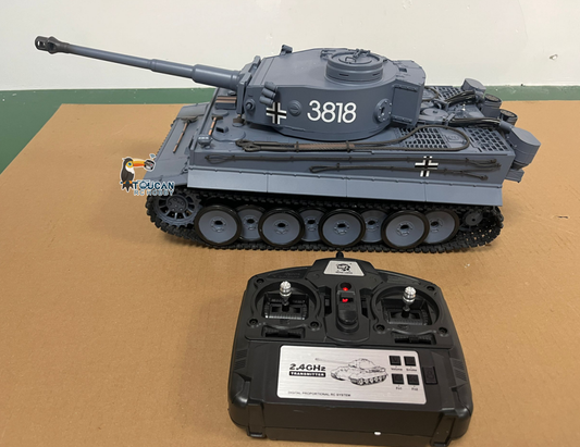Free Shipping Second Hand CN Stock 2.4Ghz Henglong 1/16 7.0 Plastic German Tiger I RTR RC Tank 3818 W/ 360 Turret