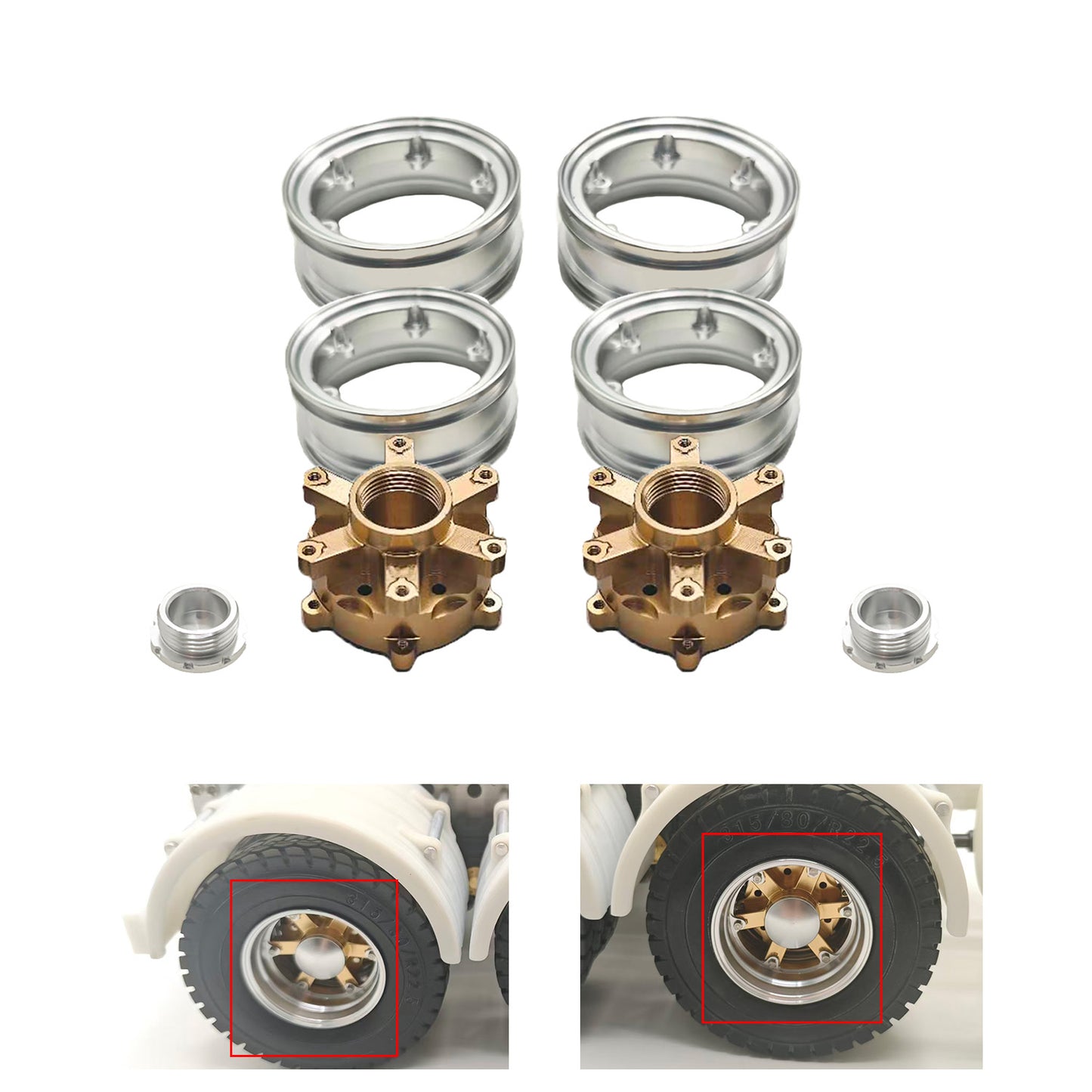 CNC Aluminum Spoke Front Rear Wheel Hub for 1/14 RC Tractor Truck 56379 56366 56344 56356 Model Lorry Upgrade Part
