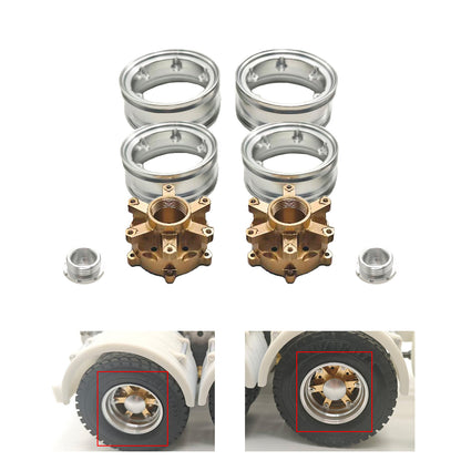 CNC Aluminum Spoke Front Rear Wheel Hub for 1/14 RC Tractor Truck 56379 56366 56344 56356 Model Lorry Upgrade Part