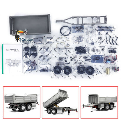 TOUCAN RC HOBBY LESU 2-Axle Metal 1/14 RC Hydraulic Full Trailer Remote Control Self-dumping Truck Model DIY Car Optional Versions KIT