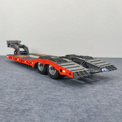 TOUCAN RC HOBBY 10.6 Inches Width Metal 2-Axle Gooseneck Low Flatbed Trailer for 1/14 TAMIYA Radio Controlled Tractor Truck DIY RC Model Car