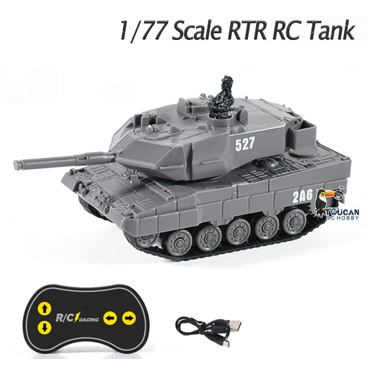 TOUCAN RC HOBBY Remote Control 1:77 Scale Battle Tank 2.4G German Panther RTR Mini Toy LED Light Painted and Assembled for Multiplayer Games