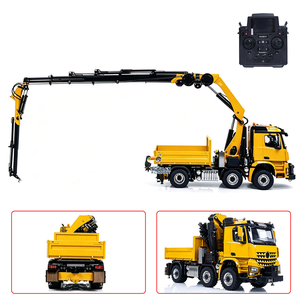 In Stock TOUCAN RC HOBBY 3363 Metal 1/14 2.4GHz Remote Control Tractor Truck Hydraulic Crane Fly Jib Arm 4151 AK 6*6 RC Agriculture Lorry Paladin PL18EV