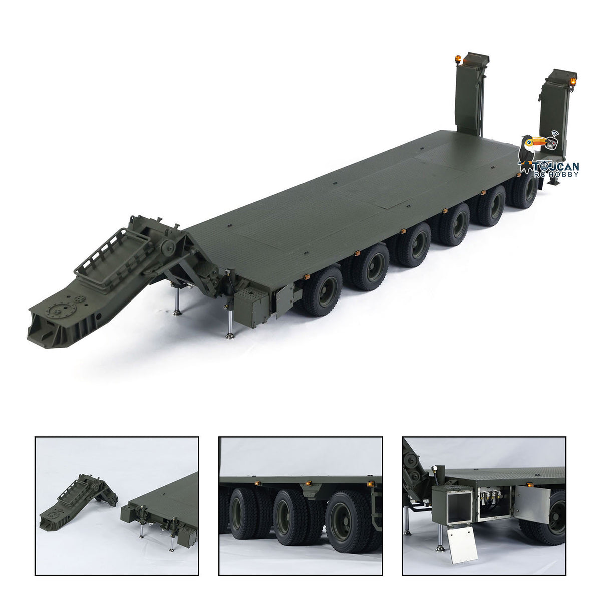 1/14 metall RC Hydraulische Sattelauflieger für Elefant FAUN SLT-56 Tank Transporter Hydraulische Vorderbein Tailboard 