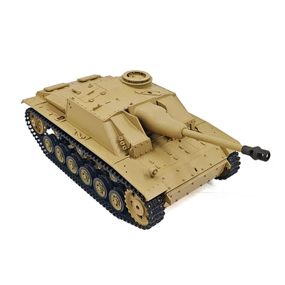 2.4G Henglong 1/16 7.0 Plastic German Stug III 3868 RTR RC Tank BB IR Steel Gearbox 1800MAH Battery Sound Lights Smoke Special Spray Painting Model